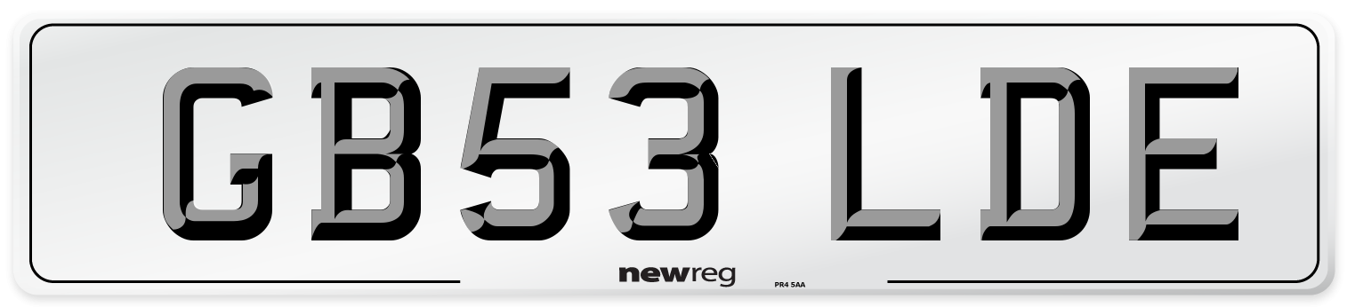 GB53 LDE Number Plate from New Reg